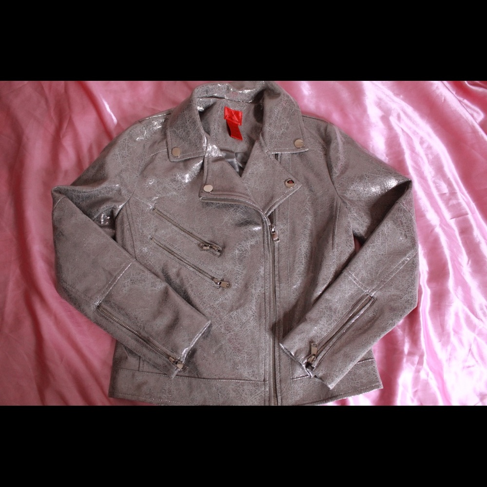 Metallic Gray/Silver Motorcycle Jacket
